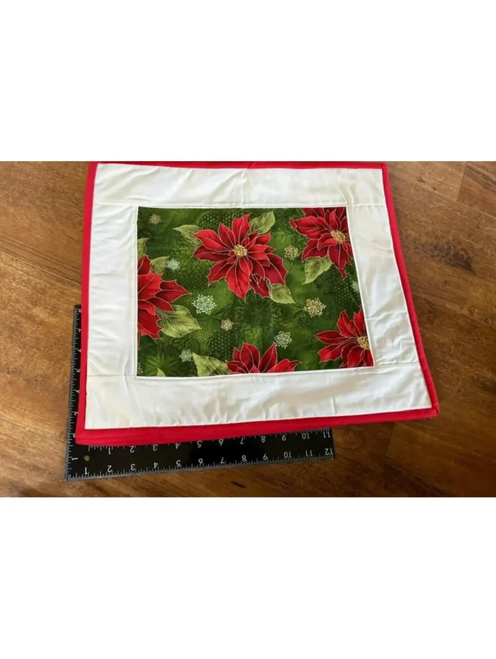 Set of 6 Handmade Christmas Poinsettia Quilted Placemats